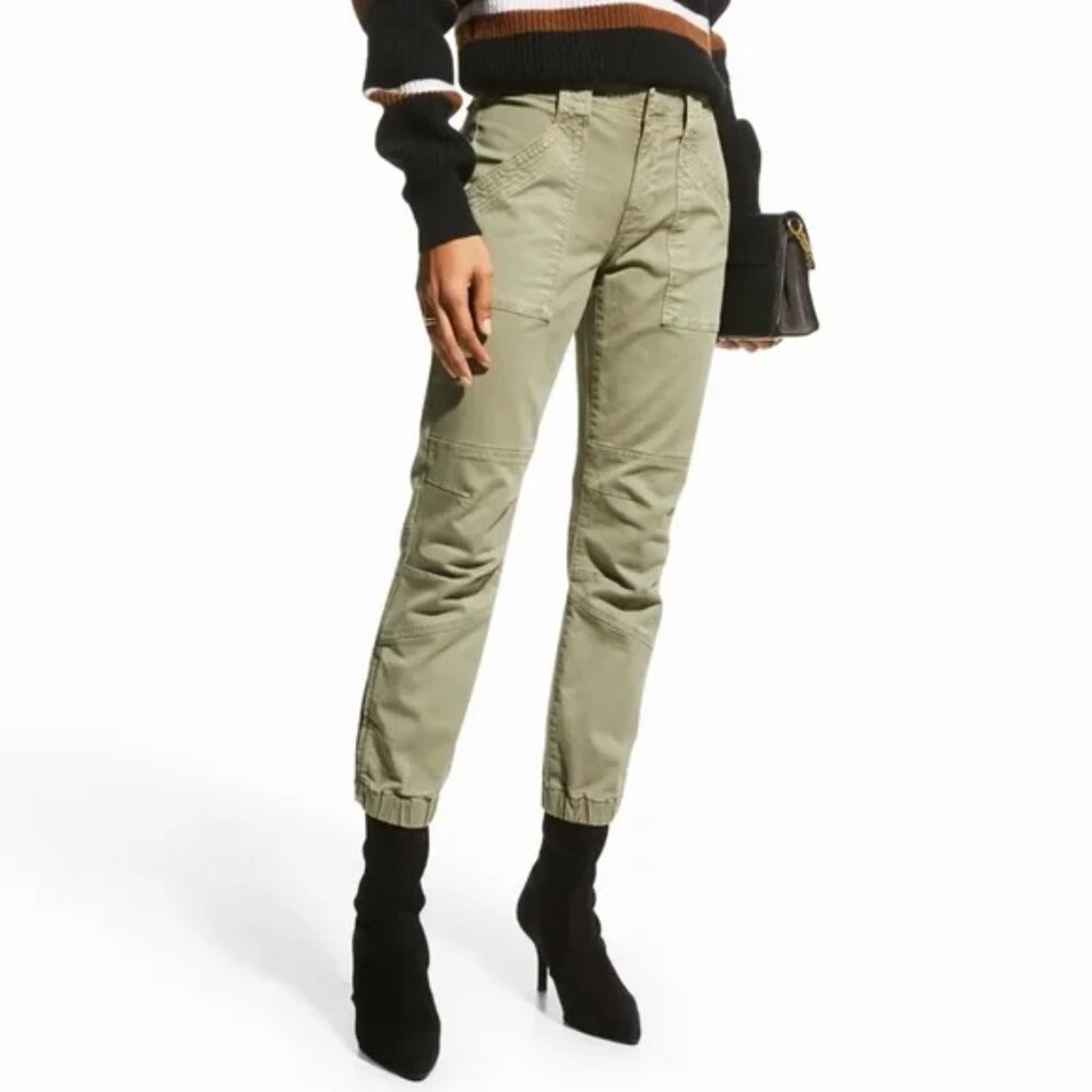 FRAME Trapunto Stitch Cuffed Moto Winter Casual Pants Aloe Green Ankle‎ 25
